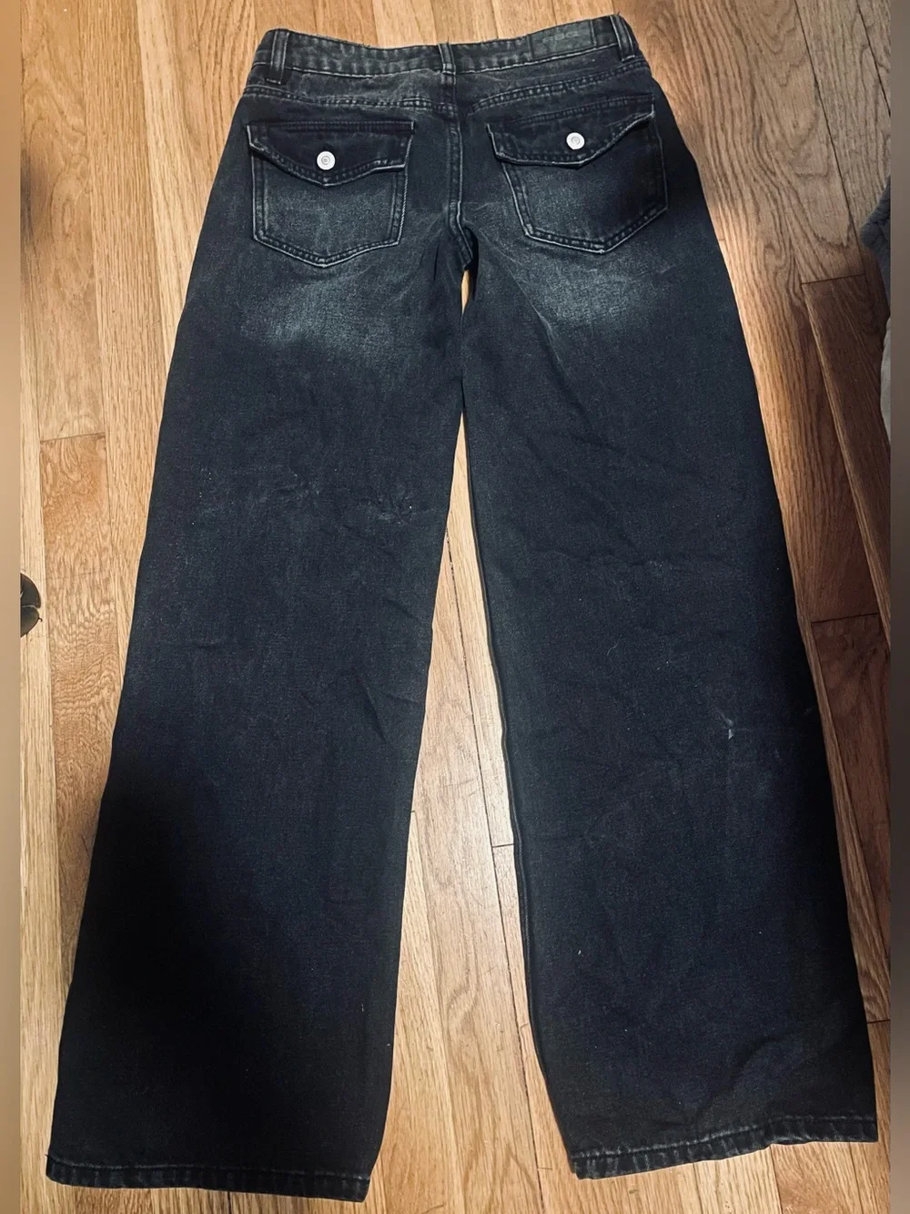 Low Rise- Wide Leg Black Wash Jeans - Picture 2 of 4